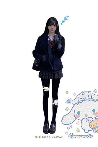 Girlboss Kawaii Cinnamoroll Black Pantyhose Matte Opaque