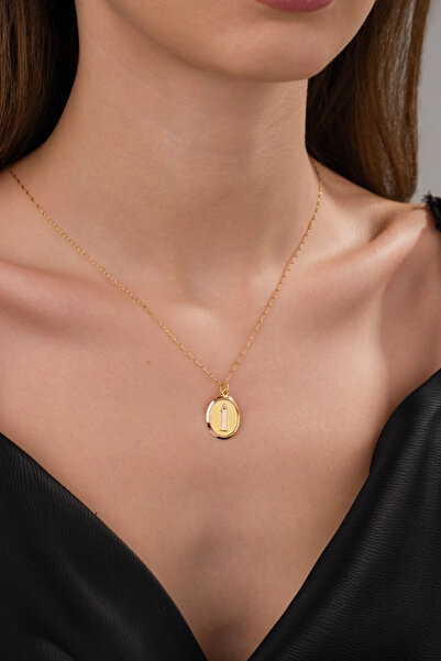 Zeynepli gold & jewelry 14 AYAR ALTIN OVAL İ HARFLİ KOLYE