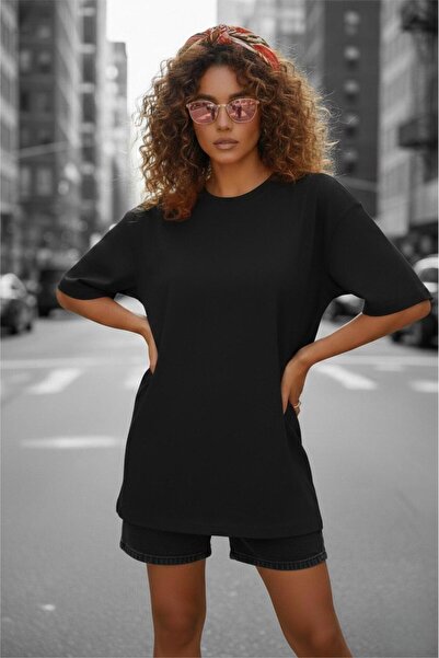 Oksit Mily Дамска широка базова памучна тениска с обло деколте и свободна кро...