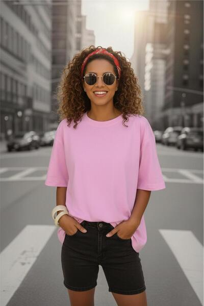 Oksit Mily Дамска широка базова памучна тениска с обло деколте и свободна кро...