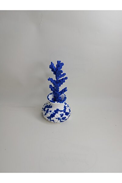 limitsizalisveris 1 Adet Lacivert Beyaz Minik Vazo Dekoratif Obje Hediyelik B...