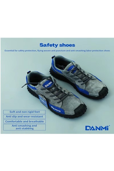 DANMI أحذية السلامة الصناعية - مقاس 42 - بطانة شبكية تسمح بالتهوية، نعل مطاطي...