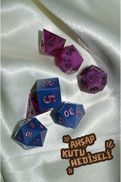 DiceLand Neon Night El Yapımı Epoksi Zar Seti – DiceLand, 7’li RPG Zarları + ...