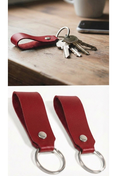 Ayleen Ayz مجموعة سلسلة مفاتيح جلدية مكونة من قطعتين باللون الأحمر للزوجين