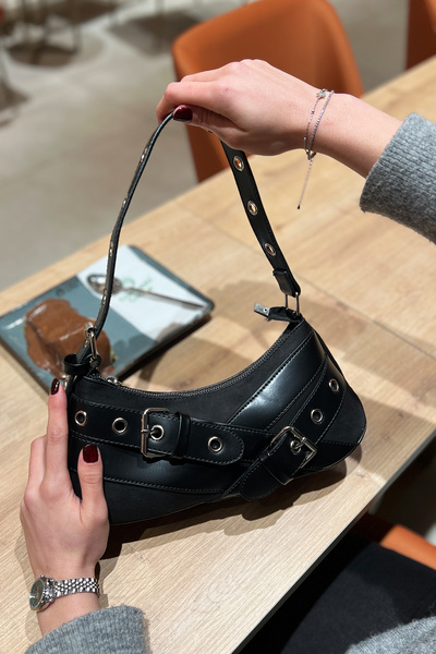 bahwar Çanta Süet Kemerli Baget Çanta – Kadın Omuz Çantası