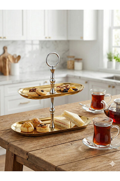 Fiyakalı Ürünler Atölyesi 2-Tier Boat Tray Stainless Steel Presentation Tray,...