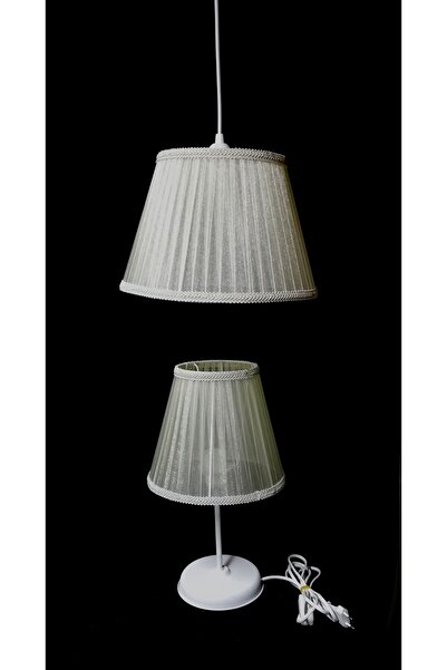 TEKAY AYDINLATMA Krem Beyaz genç odası yatak odası avize abajur seti 1 abajur...