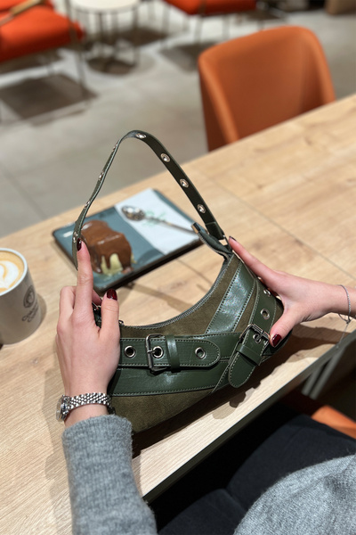 bahwar Bag Suede Belted Baguette Bag – Women's Shoulder Bag