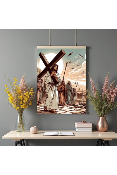 Printees Tablou - Isus Hristos ducând crucea - Canvas pe șasiu
