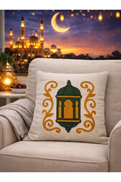 Diva Home Ramadan Punch Embroidered Linen Throw Pillow Cover 43X43