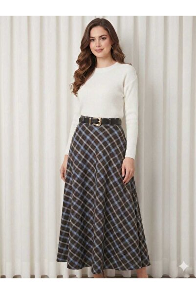 Enga Vera Fusta lungă de iarnă cu fermoar lateral talie înaltă pentru femei (...