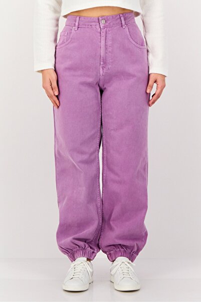 PROMOD Women Regular Fit Washed Joggers Jeans, Lavender