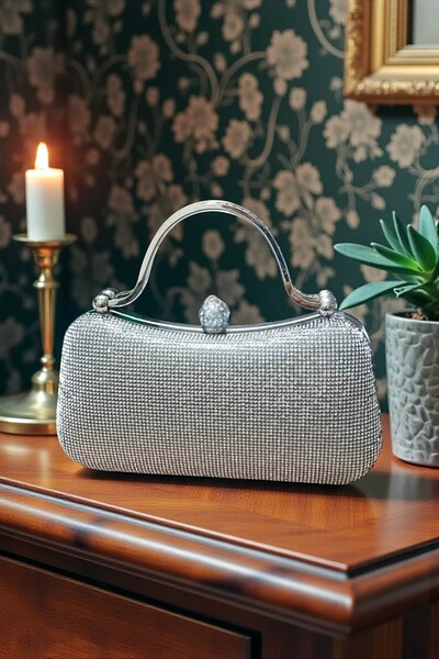Famels Stone Evening Bag with Zircon Stones, Is a Stylish and Elegant Bag, Mo...