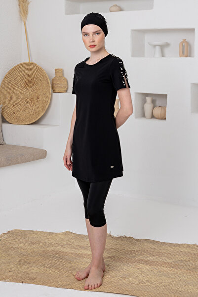 Adasea Costum de baie cu mânecă scurtă din Lycra, model Battal Tesettür, 1616-P