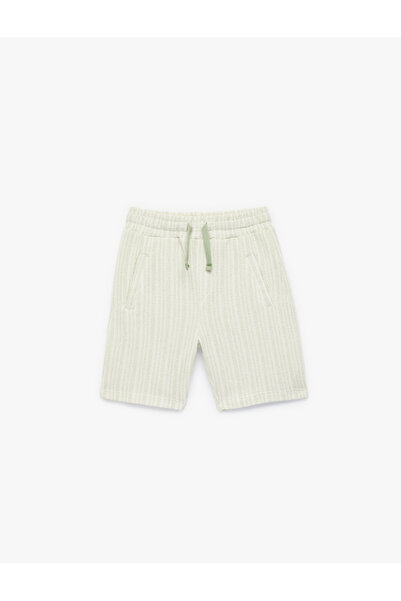 Koton Regular Waist Viscose Blend Striped Shorts with Pockets