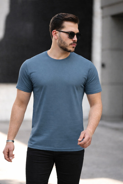 comstar Ανδρικό μπλουζάκι με κοντό μανίκι με λαιμόκοψη σε μπλε χρώμα