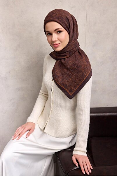 Silk Home Viscose Velora Scarf Four Seasons Labyrinth Pattern Eggplant Purple...