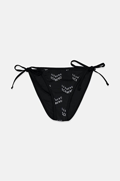 Iceberg Women Logo Print Bikini Bottom, Black