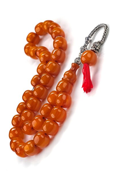 TESBİHCİBABA Portakal Renk Eski Usul Benzetme Sıkma Kehribar Tesbih