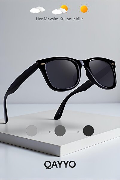 QAYYO Accessories Wayfer Unisex Cross Cut Shiny Classic Black Square Luxury S...