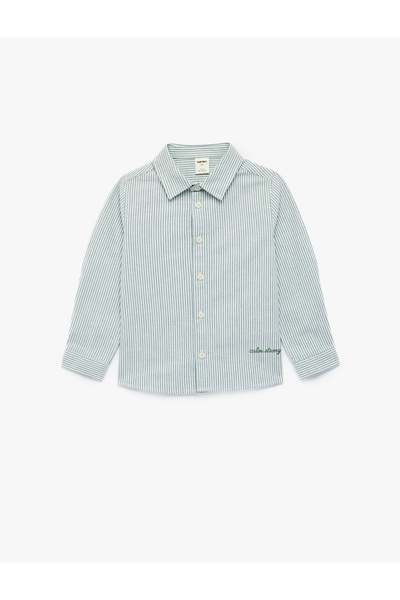 Koton Cămașă din bumbac cu mânecă lungă, cu guler, în dungi