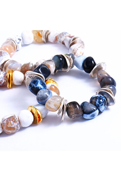 B Design jewelry Mudi White Agate Bracelet (Silver)