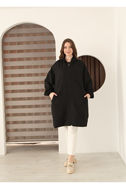 MODAELA Fermuarlı Kapşonlu Giy-Çık Kap