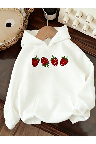 Deocept Φούτερ Unisex Strawberry με τύπωμα με κουκούλα με τσέπες καγκουρό, άν...