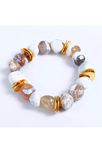 B Design jewelry Mudi White Agate Bracelet (Gold)