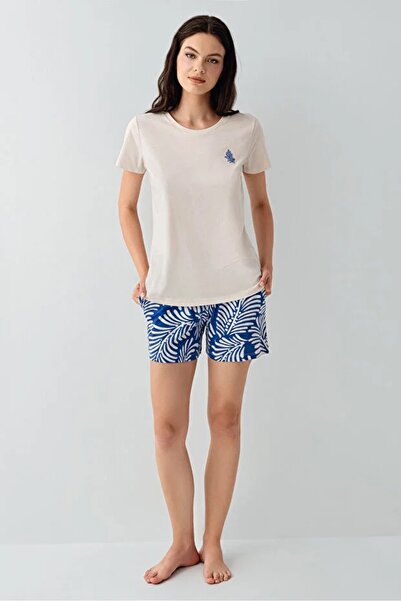 YUYİ Arnetta Modal Cotton Short Sleeve Cycling Jacket Women's Shorts Pajama S...