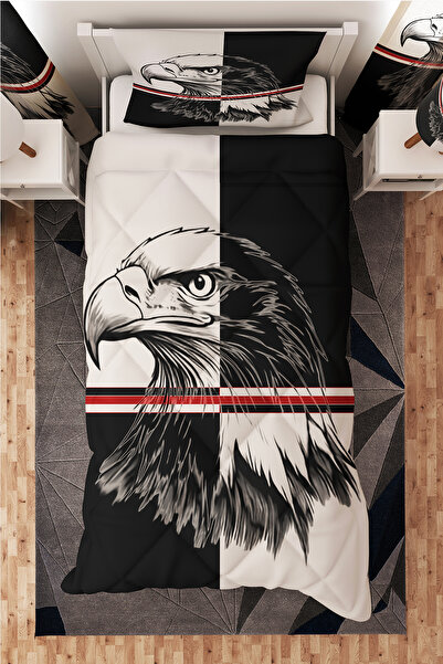 BelezaHome Black and White Eagle Themed Children's Room Single Quilt
