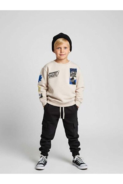 Zekids Boy's Fleece-Lined Printed Tracksuit Set