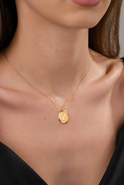Zeynepli gold & jewelry 14 AYAR ALTIN OVAL Z HARFLİ KOLYE