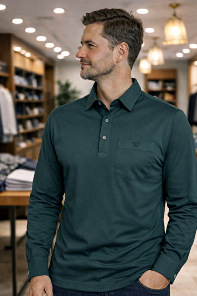 YAKAMEL Cămașă cu mânecă lungă pentru bărbați, cu nasturi, cu buzunar la gule...