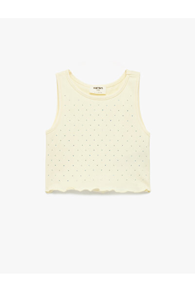 Koton Sleeveless Crew Neck Cotton Stone Detailed Tank Top