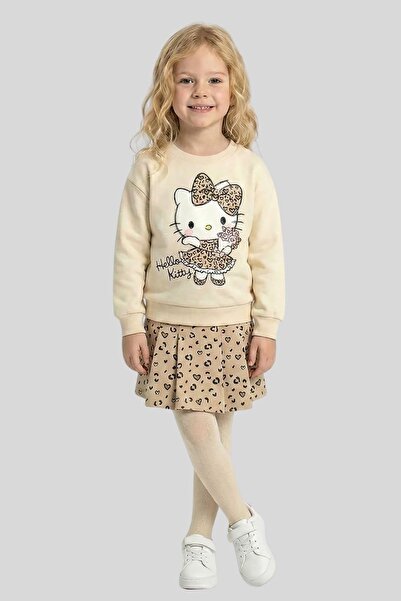 ww waka waka kids store Leopard Detailed Girls' Skirt Suit