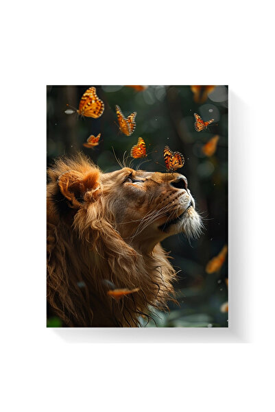 Printees Tablou - Leu cu fluturi - Canvas pe șasiu