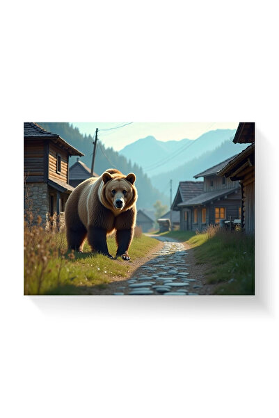 Printees Tablou - Urs în sat - Canvas pe șasiu