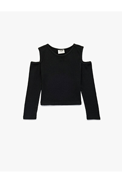 Koton Long Sleeve Crew Neck T-Shirt with Window Detail