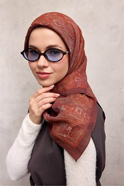 Silk Home Viscose Velora Scarf Four Seasons Labyrinth Pattern Plum 90X90