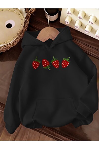 Deocept Φούτερ Unisex Strawberry με τύπωμα με κουκούλα με τσέπες καγκουρό, άν...