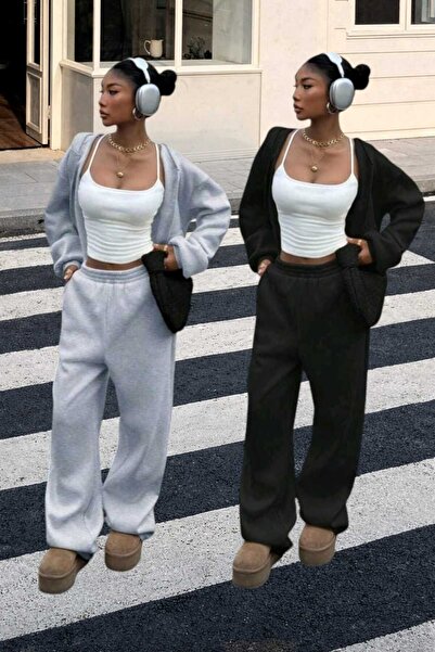 Le Vion Women's 2-Piece Baggy Sweatpants Oversized Loose Fit with Pockets Com...