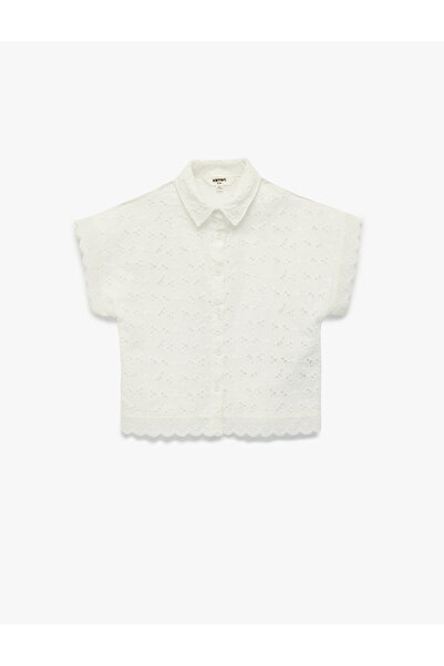 Koton Cotton Sleeveless Shirt Collar Blouse