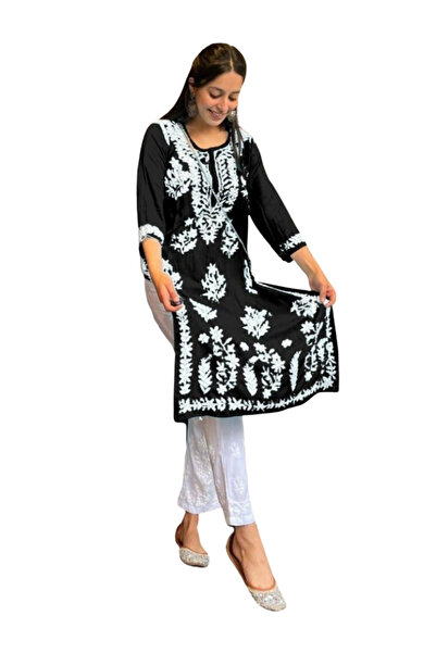 MYSMAR Black Cotton Salwar & Kameez Set - HRT2319 | Black