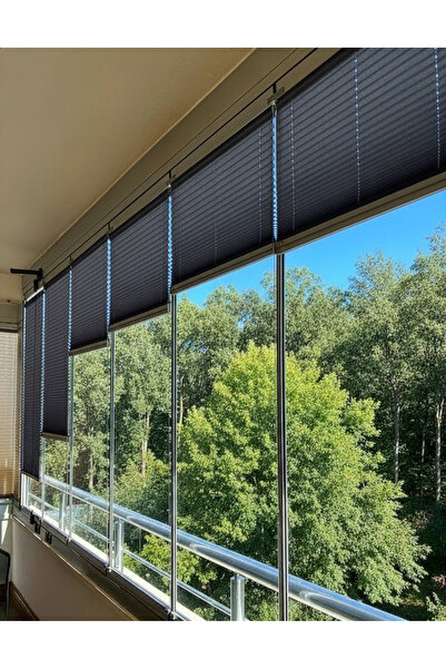 Perdego Katlanabilir Antrasit Rengi Cam Balkon/Ev/Ofis Plise Perde