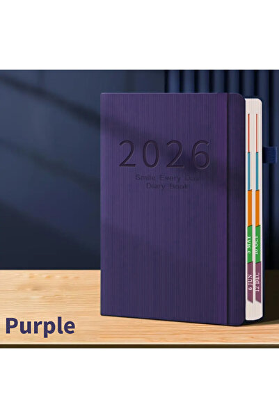 Choice A5 purple 2026 A5 Textured PU Portable Agenda Book English Calendar Bo...
