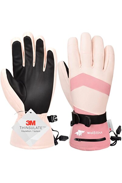 Choice L Pink WOLFILIST Ski Gloves Waterproof Windproof - 3M Thinsulate Insul...