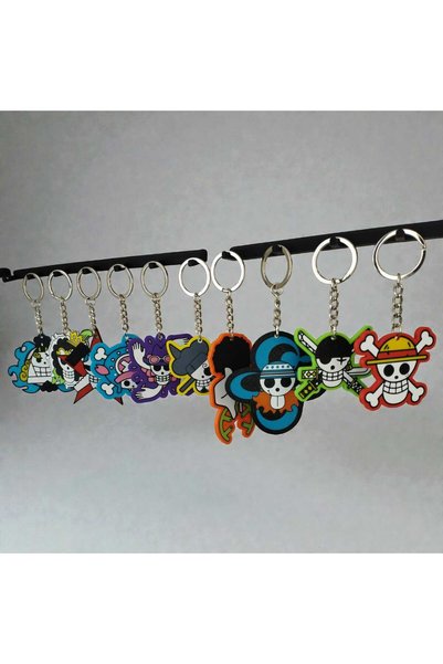 3D One Piece Straw Hat Pirates Keychain Set - Luffy, Zoro and All Pirates (Large Set of 10)
