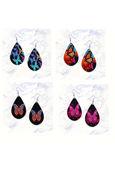 Choice WHITE 4/Set of Butterfly Series Pattern Diamond Painting Earrings Set,...