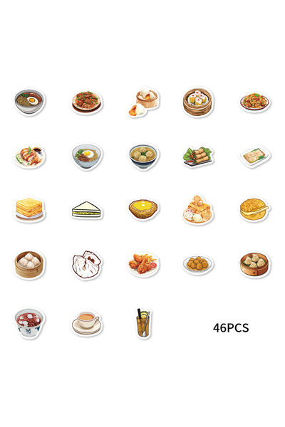 Choice ٤٦ قطعة من ملصقات الطعام على شكل كعكة لحم الخنزير المشوي، ودجاج، وفطير...
